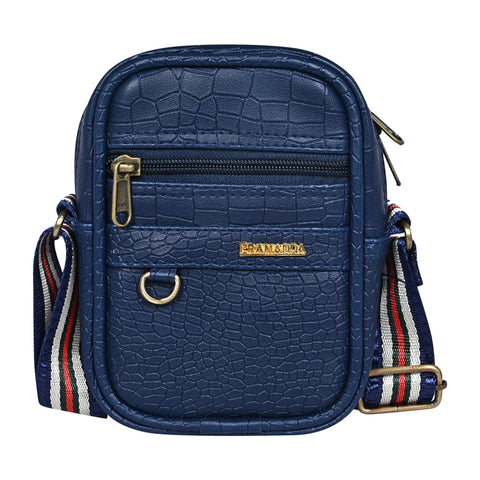 Elegant Blue Croco Leather 9 inch Sling Bag For Men Chest Crossbody Side Bag Corporate gift item