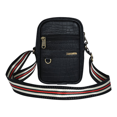 Classic Black Croco Leather 9 inch Sling Bag For Men Chest Crossbody Side Bag Corporate gift item