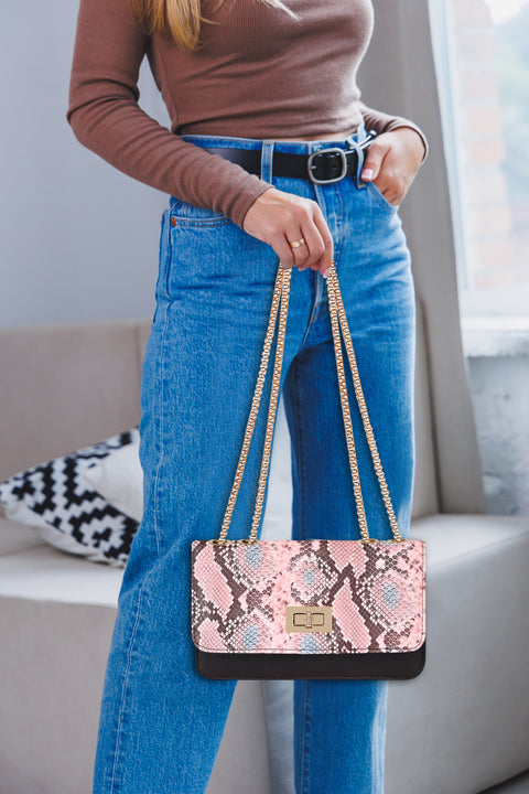 Stylish Peach Snake Sling for women side shoulder chain