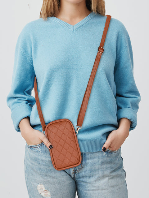 Royal Tan Twin Barfi Mobile Sling Bag For Women Side crossbody bag