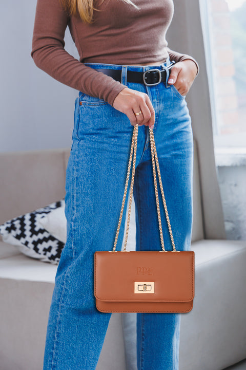 Royal Tan Ibiza Sling bag for women Side Shoulder Chain purse.
