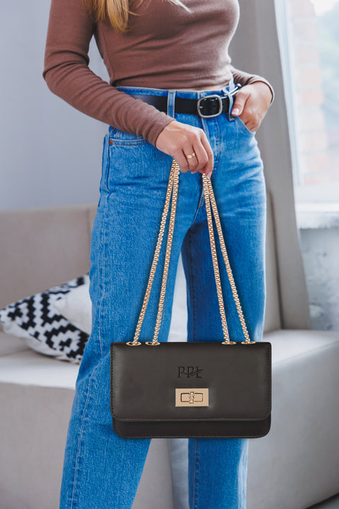 Stylish Mocha Brown Ibiza Sling bag for women Side Shoulder Chain purse.