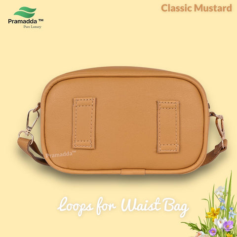 Classic Mustard Check Emboss Crossbody sling Cum waist bag for women