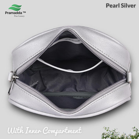 Classic Silver Check Emboss Crossbody sling cum waist bag for women