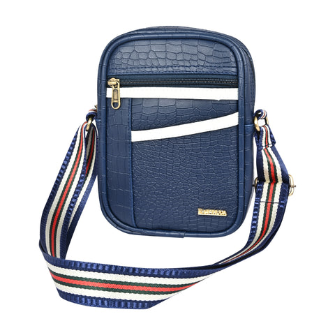 Stylish Elegant Blue Croco Leather 9 inch Crossbody sling Bag For Men