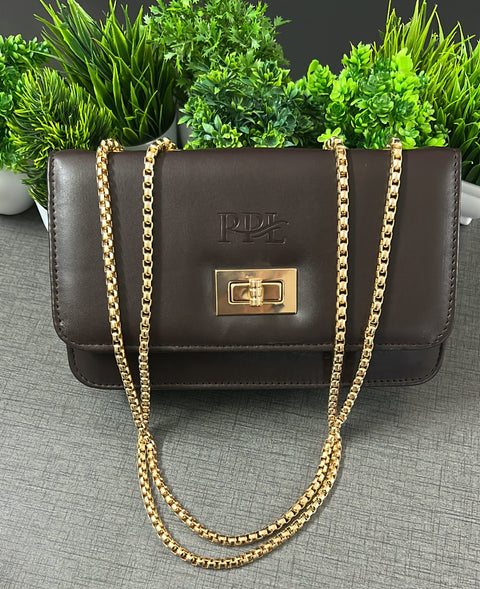 Stylish Mocha Brown Ibiza Sling bag for women Side Shoulder Chain purse.
