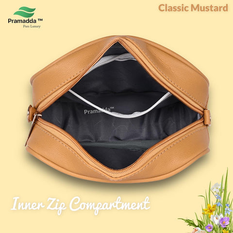 Classic Mustard Check Emboss Crossbody sling Cum waist bag for women