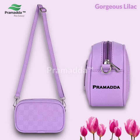 Gorgeous Lilac Check Emboss Crossbody Sling Cum waist bag for Women.