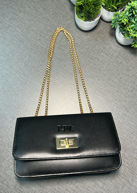 Elegant Black Ibiza Sling bag for women Side Shoulder Chain purse.