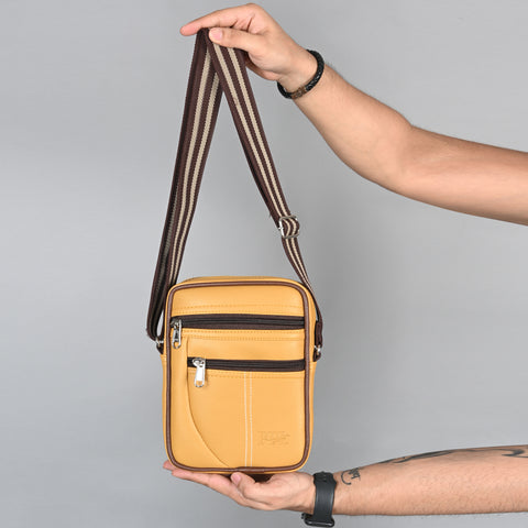 Pramadda Pure Luxury Paris Sling Bag For Men Women | Side Crossbody Travel Bag | Top Grain Vegan Leather Supreme Quality Tourister Bag. ( Classic Mustard )