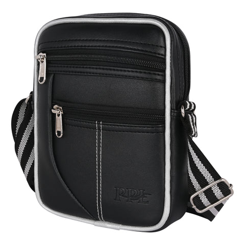 Pramadda Pure Luxury Paris Vegan Leather Sling Bag For Men Women | Side Crossbody Travel Bag | Top Grain Vegan Leather Supreme Quality Tourister Bag. ( Classic Black )