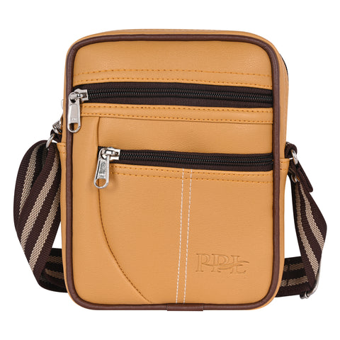 Pramadda Pure Luxury Paris Sling Bag For Men Women | Side Crossbody Travel Bag | Top Grain Vegan Leather Supreme Quality Tourister Bag. ( Classic Mustard )