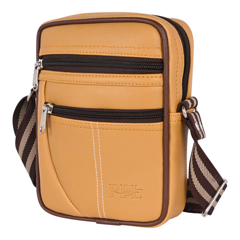 Pramadda Pure Luxury Paris Sling Bag For Men Women | Side Crossbody Travel Bag | Top Grain Vegan Leather Supreme Quality Tourister Bag. ( Classic Mustard )