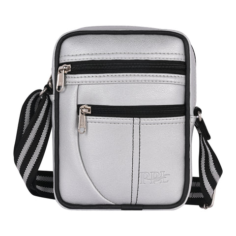 Pramadda Pure Luxury Paris Sling Bag for Men Women | Side Crossbody Travel Bag | Top Grain Vegan Leather Supreme Quality Tourister Bag. ( Mercury Silver )