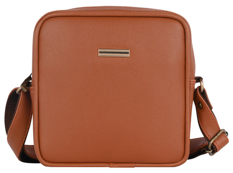 Royal Tan Square Mobile Sling for men and women side Crossbody bag