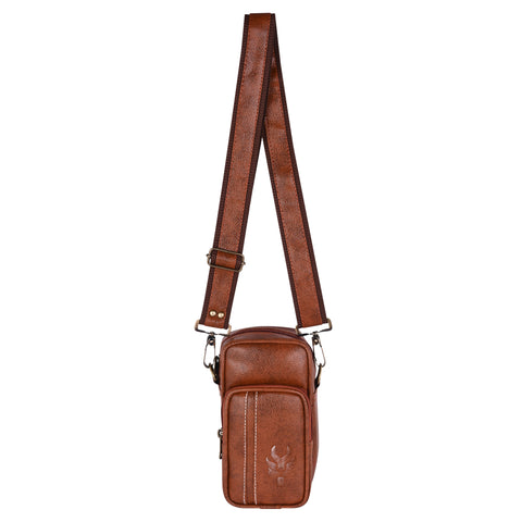 Royal Tan Leo Mobile Sling Bag For Men Side crossbody Bag.
