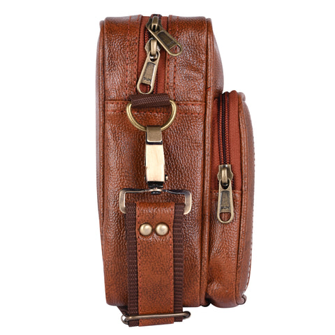 Royal Tan Leo Mobile Sling Bag For Men Side crossbody Bag.