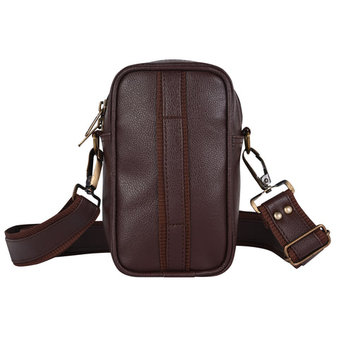 Chocolate Brown Leo Mobile Sling Bag for Men Side crossbody Bag.