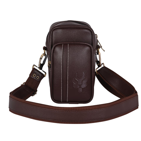 Chocolate Brown Leo Mobile Sling Bag for Men Side crossbody Bag.