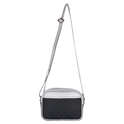 Elegant Black Dual Tone Check Emboss crossbody Sling bag for women