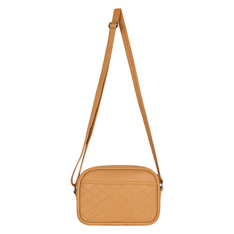 Classic Mustard Faux Leather Emboss Sling Bag | Side Crossbody Shoulder Bag | 9 x 6 x 2 inch.