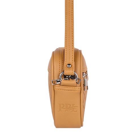 Classic Mustard Faux Leather Emboss Sling Bag | Side Crossbody Shoulder Bag | 9 x 6 x 2 inch.