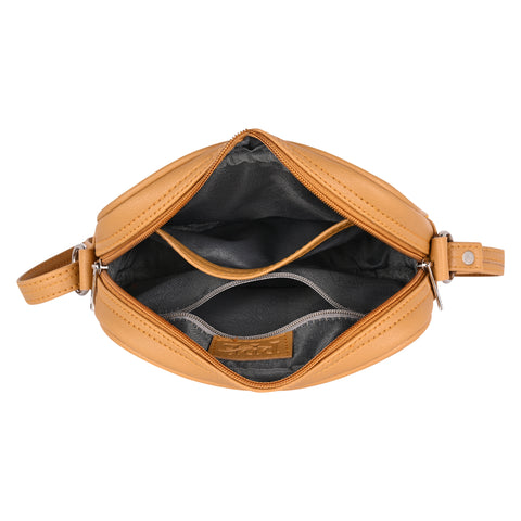 Classic Mustard Faux Leather Emboss Sling Bag | Side Crossbody Shoulder Bag | 9 x 6 x 2 inch.