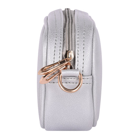 Classic Silver Mexico Sling Crossbody Shoulder Bag | 8 Inch | Top grain Texture