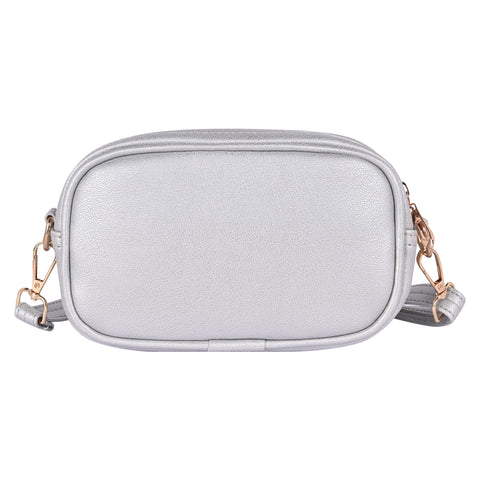 Classic Silver Mexico Sling Crossbody Shoulder Bag | 8 Inch | Top grain Texture