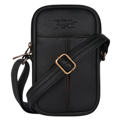 Pramadda Pure Luxury Classic Black Turkey Faux Leather Sling Bag For Men Women | Mobile Side Crossbody Bags | Best Sling Bag For Daily Use Morning Walks.