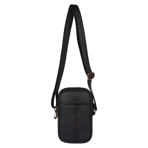 Pramadda Pure Luxury Classic Black Turkey Faux Leather Sling Bag For Men Women | Mobile Side Crossbody Bags | Best Sling Bag For Daily Use Morning Walks.