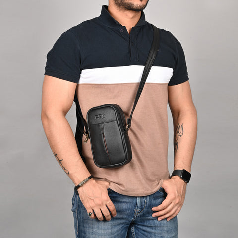 Elegant Black Turkey Mobile Sling Bag For Men