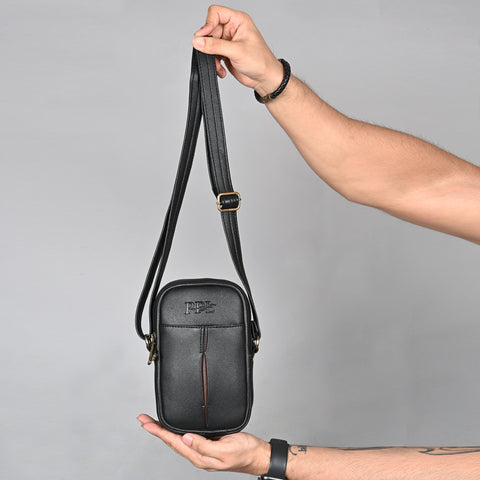 Elegant Black Turkey Mobile Sling Bag For Men