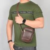 Pramadda Pure Luxury Stylish TWIN Leather Sling Bag For Men Women Travel | Side Crossbody Chest Mobile Bag | Casual Sports Walking Bags | Birthday Gift Item. ( Choco Brown )