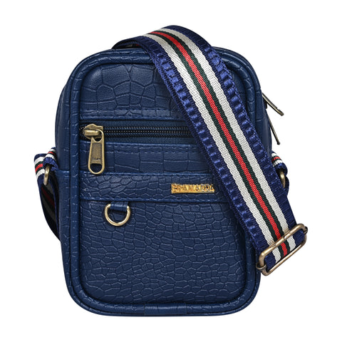 Elegant Blue Croco Leather 9 inch Sling Bag For Men Chest Crossbody Side Bag Corporate gift item