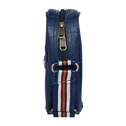 Stylish Elegant Blue Croco Leather 9 inch mini Crossbody bag for men
