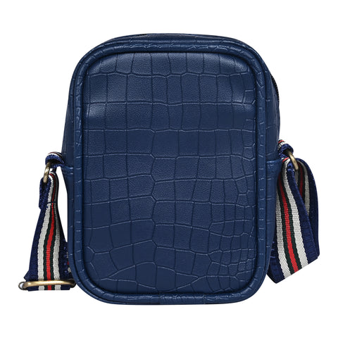 Elegant Blue Croco Leather 9 inch Sling Bag For Men Chest Crossbody Side Bag Corporate gift item
