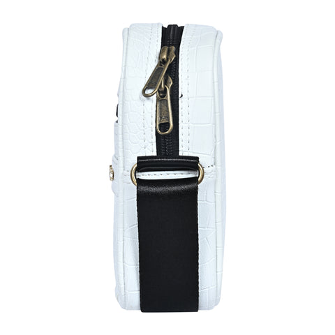 Stylish white Croco Leather 9 inches mini Crossbody bag for men