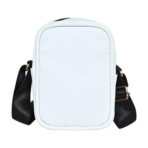 Stylish white Croco Leather 9 inches mini Crossbody bag for men