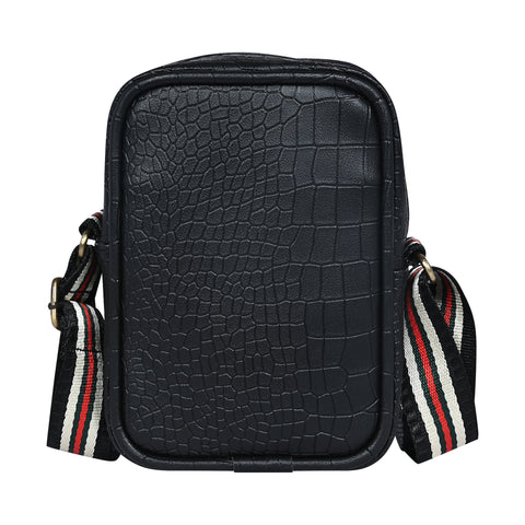 Classic Black Croco Leather 9 inch Sling Bag For Men Chest Crossbody Side Bag Corporate gift item