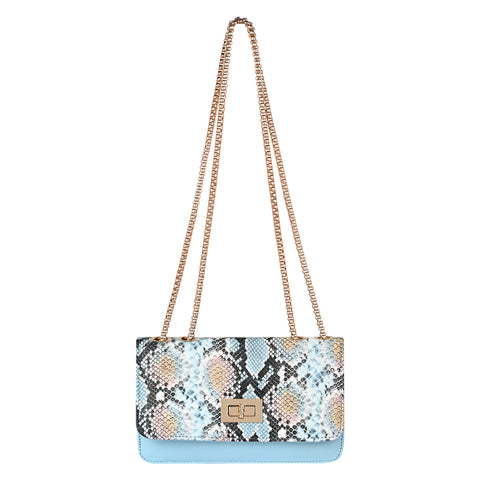 Elegant Blue Snake Sling for women side shoulder chain purse