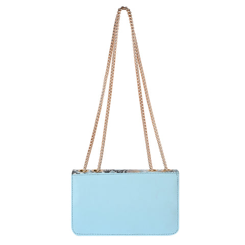 Elegant Blue Snake Sling for women side shoulder chain purse