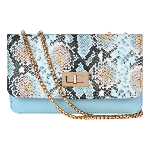 Elegant Blue Snake Sling for women side shoulder chain purse