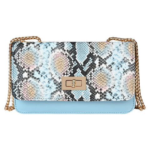 Elegant Blue Snake Sling for women side shoulder chain purse