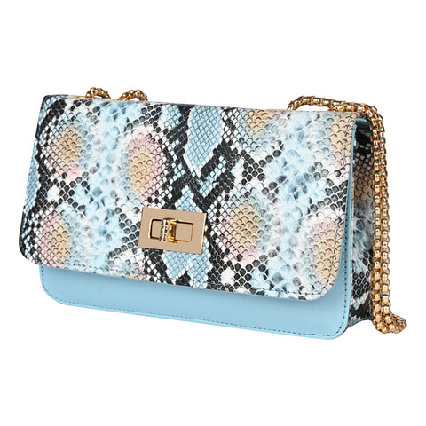 Elegant Blue Snake Sling for women side shoulder chain purse