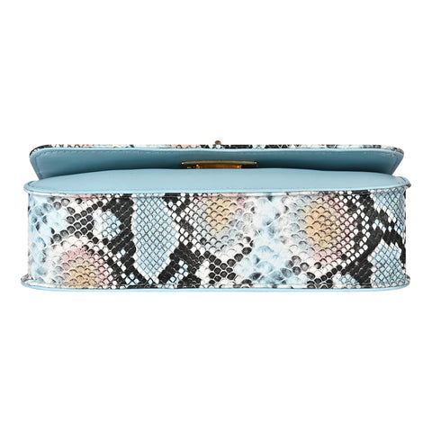 Elegant Blue Snake Sling for women side shoulder chain purse