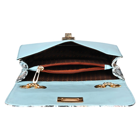 Elegant Blue Snake Sling for women side shoulder chain purse