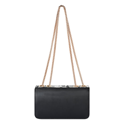 Classic Black Snake Sling for women side shoulder chain purse