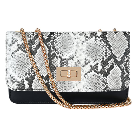 Classic Black Snake Sling for women side shoulder chain purse