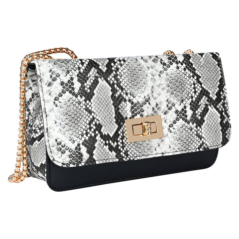 Classic Black Snake Sling for women side shoulder chain purse